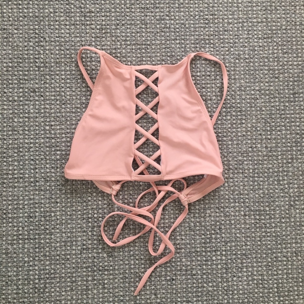 Pink high neck bikini top NWOT